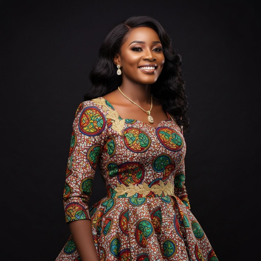 African Fashion Model in Ankara Dress